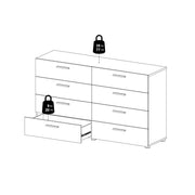 Pepe Wide Chest of 8 Drawers (4+4) in Oak structure/White High Gloss – image 10