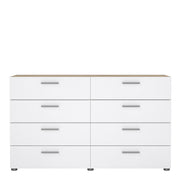 Pepe Wide Chest of 8 Drawers (4+4) in Oak structure/White High Gloss – image 2