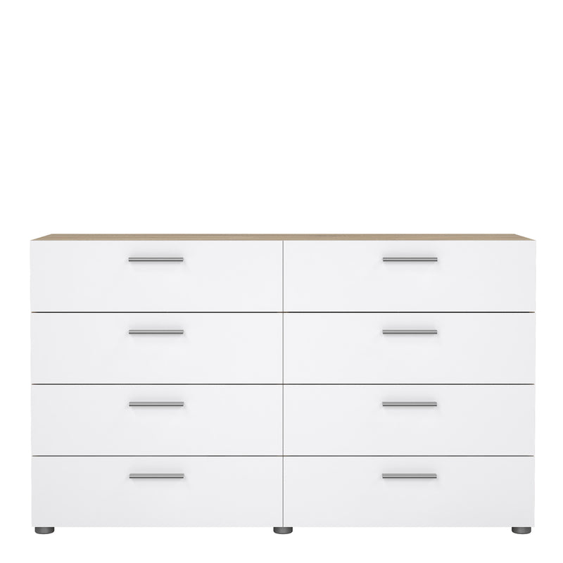 Pepe Wide Chest of 8 Drawers (4+4) in Oak structure/White High Gloss – image 2