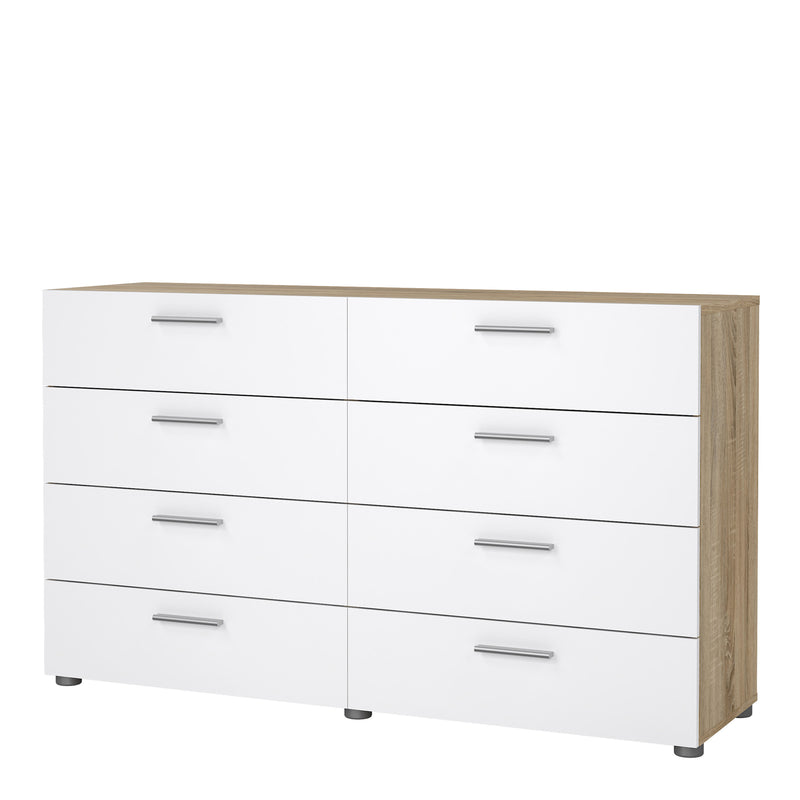 Pepe Wide Chest of 8 Drawers (4+4) in Oak structure/White High Gloss – image 3