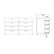 Pepe Wide Chest of 8 Drawers (4+4) in Oak structure/White High Gloss – image 9