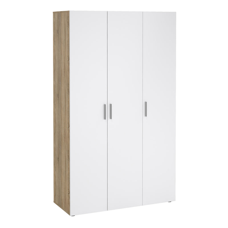 Pepe Wardrobe with 3 Doors Woodgrain – Oak & White – image 1