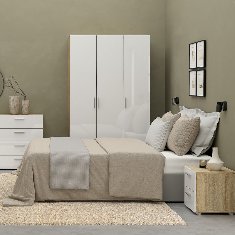 Pepe Wardrobe with 3 Doors Woodgrain – Oak & White – image 5