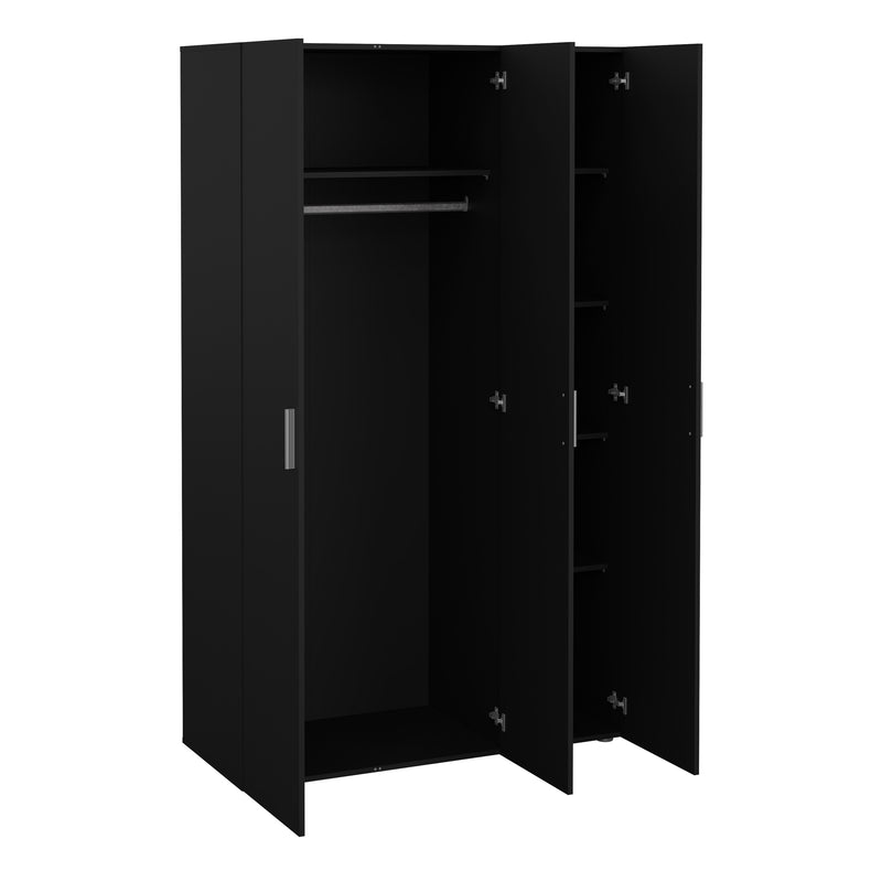Pepe Wardrobe with 3 Doors Woodgrain – Black – image 4