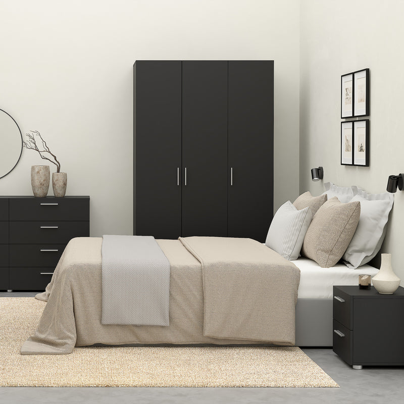 Pepe Wardrobe with 3 Doors Woodgrain – Black – image 5
