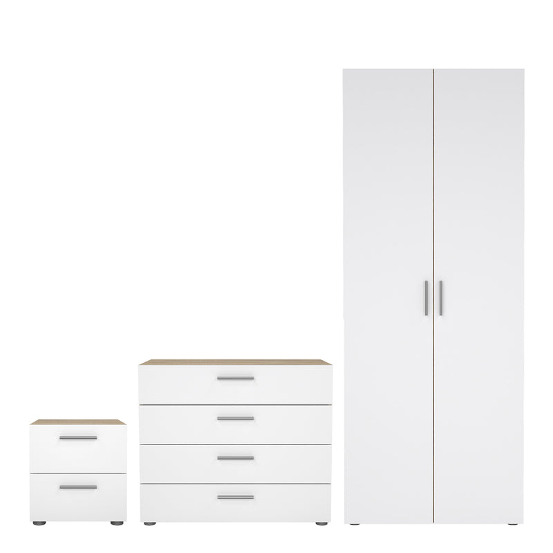 Pepe Package - Bedside 2 Drawers + Chest of 4 Drawers + Wardrobe with 2 Doors – image 1