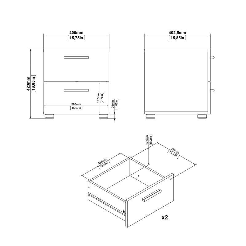 Pepe Package - Bedside 2 Drawers + Chest of 4 Drawers + Wardrobe with 2 Doors – image 5