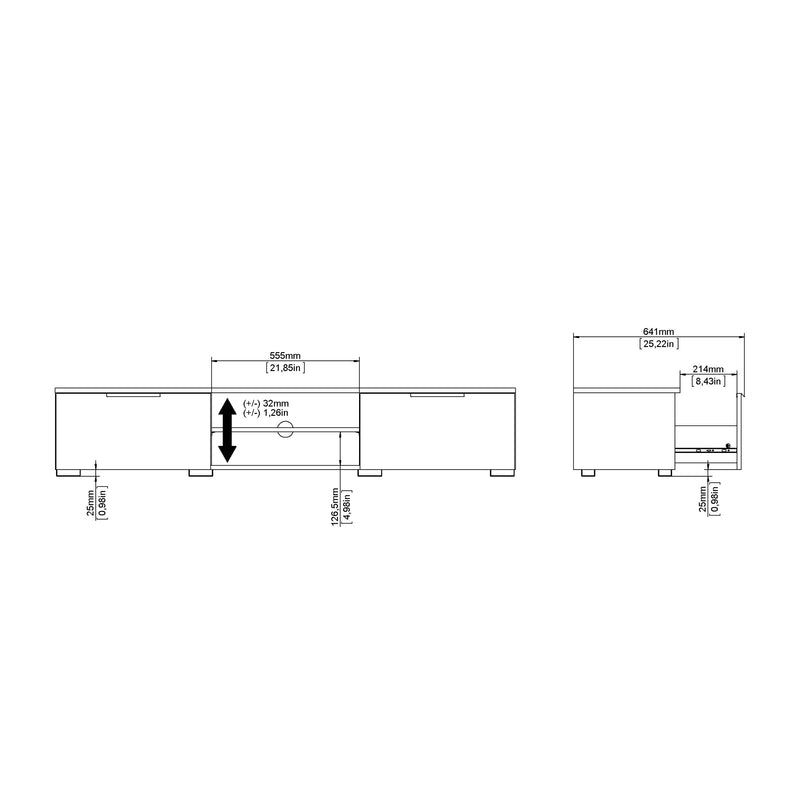 Match TV Unit 2 Drawers 2 Shelf – image 12