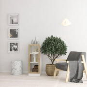 Basic Low Narrow Display Cabinet in White (2 Shelves) with Glass Oak Door – image 3