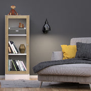 Basic Low Narrow Display Cabinet in White (2 Shelves) with Glass Oak Door – image 4
