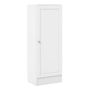 Basic Low Narrow Storage Cabinet in Oak (2 Shelves) with Oak Door – White – image 1