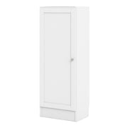 Basic Low Narrow Storage Cabinet in Oak (2 Shelves) with Oak Door – White – image 2