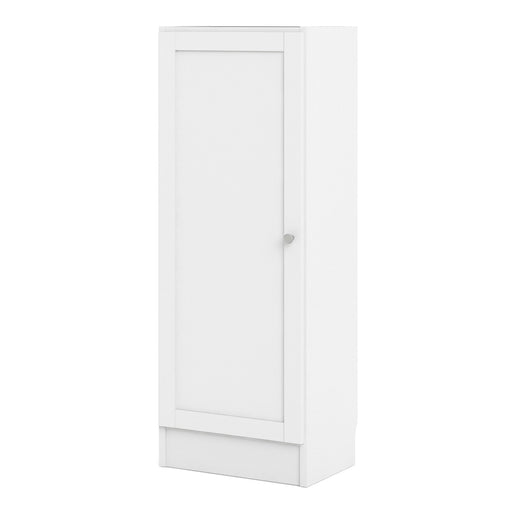 Basic Low Narrow Storage Cabinet in Oak (2 Shelves) with Oak Door – White – image 2
