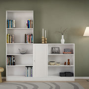 Basic Low Narrow Storage Cabinet in Oak (2 Shelves) with Oak Door – White – image 4