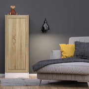 Basic Low Narrow Storage Cabinet in White (2 Shelves) with Oak Door – image 4