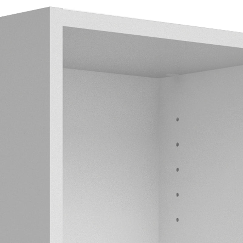 Basic Low Narrow Storage Cabinet in White (2 Shelves) with Oak Door – image 5