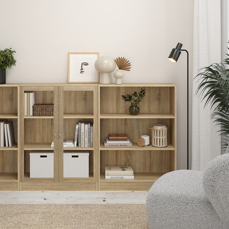 Basic Low Narrow Bookcase (2 Shelves) – Oak – image 6