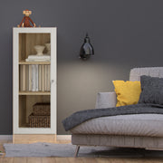Basic Low Narrow Display Cabinet In Oak (2 Shelves) with Glass White Door – image 3