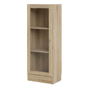 Basic Low Narrow Display Cabinet in Oak (2 Shelves) with Glass Oak Door – Oak – image 1