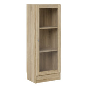 Basic Low Narrow Display Cabinet in Oak (2 Shelves) with Glass Oak Door – Oak – image 2