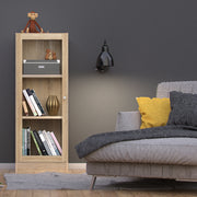 Basic Low Narrow Display Cabinet in Oak (2 Shelves) with Glass Oak Door – Oak – image 3