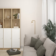 Basic Low Narrow Storage Cabinet in Oak (2 Shelves) with White Door – image 5