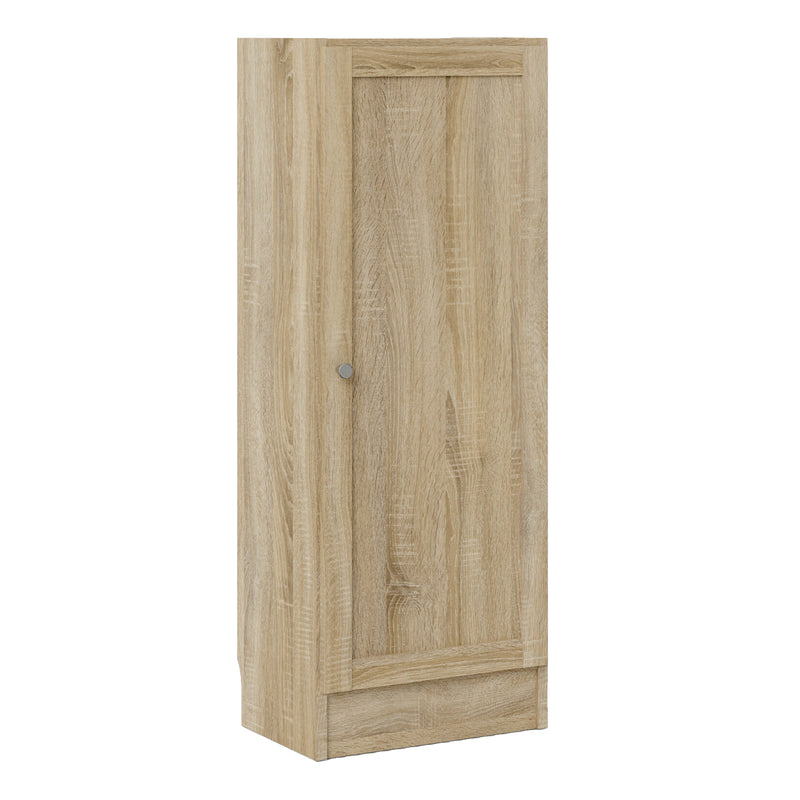 Basic Low Narrow Storage Cabinet in Oak (2 Shelves) with Oak Door – Oak – image 1