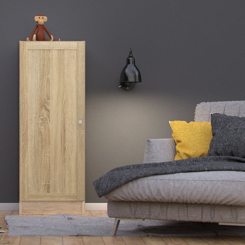 Basic Low Narrow Storage Cabinet in Oak (2 Shelves) with Oak Door – Oak – image 3