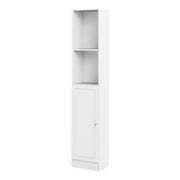 Basic Tall Narrow Combination Storage Bookcase in White (4 Shelves) with Glass White Door – image 2