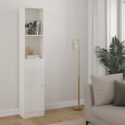 Basic Tall Narrow Combination Storage Bookcase in White (4 Shelves) with Glass White Door – image 3
