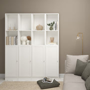 Basic Tall Narrow Combination Storage Bookcase in White (4 Shelves) with Glass White Door – image 4