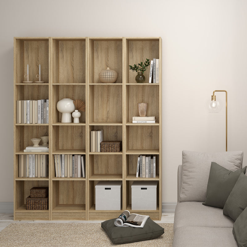 Basic Tall Narrow Bookcase (4 Shelves) – Oak – image 6