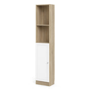 Basic Tall Narrow Combination Storage Bookcase in Oak (4 Shelves) with White Door – image 2