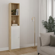 Basic Tall Narrow Combination Storage Bookcase in Oak (4 Shelves) with White Door – image 3