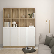 Basic Tall Narrow Combination Storage Bookcase in Oak (4 Shelves) with White Door – image 4