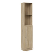 Basic Tall Narrow Combination Storage Bookcase in Oak (4 Shelves) with Oak Door – image 1