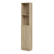 Basic Tall Narrow Combination Storage Bookcase in Oak (4 Shelves) with Oak Door – image 2