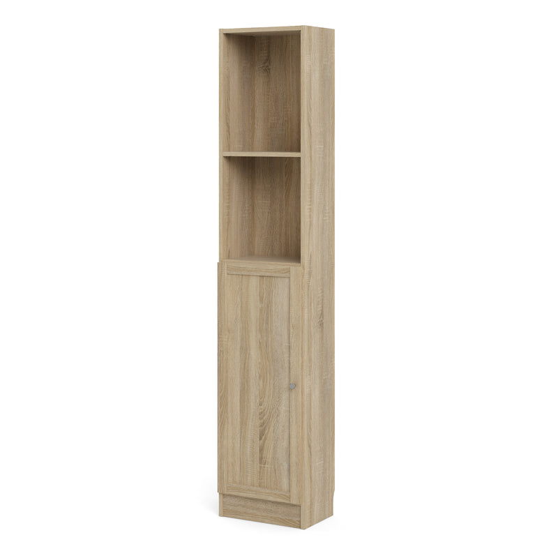Basic Tall Narrow Combination Storage Bookcase in Oak (4 Shelves) with Oak Door – image 2