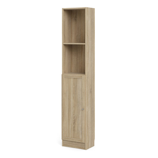 Basic Tall Narrow Combination Storage Bookcase in Oak (4 Shelves) with Oak Door – image 2
