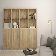 Basic Tall Narrow Combination Storage Bookcase in Oak (4 Shelves) with Oak Door – image 4