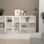 Basic Low Wide Display Cabinet in Oak (2 Shelves) with 2 Glass Doors – White – image 4