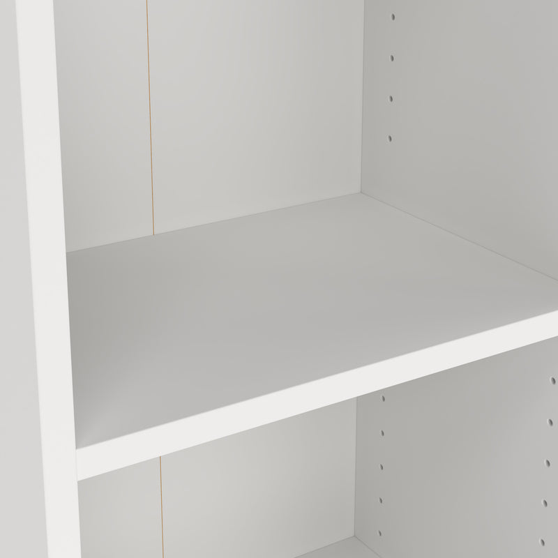 Basic Low Wide Display Cabinet in Oak (2 Shelves) with 2 Glass Doors – White – image 6