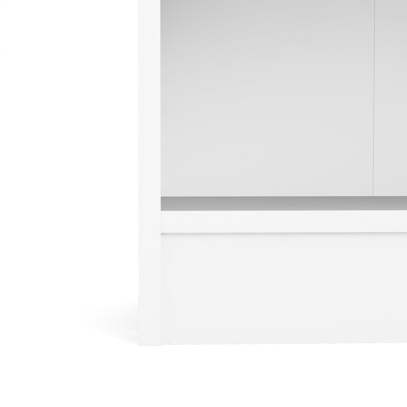 Basic Low Wide Display Cabinet in White (2 Shelves) with 2 Glass Doors in Oak – image 7