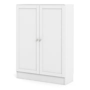 Basic Low Wide Storage Cabinet in White (2 Shelves) with 2 White Doors – image 2