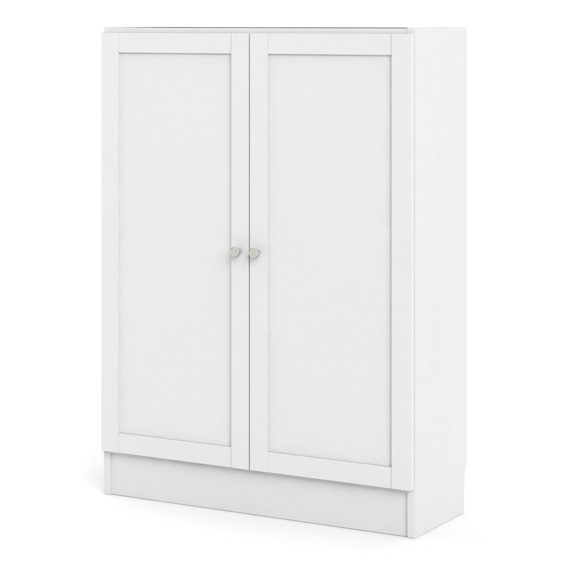 Basic Low Wide Storage Cabinet in White (2 Shelves) with 2 White Doors – image 2
