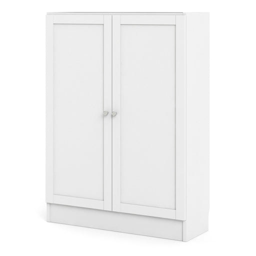 Basic Low Wide Storage Cabinet in White (2 Shelves) with 2 White Doors – image 2