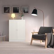 Basic Low Wide Storage Cabinet in White (2 Shelves) with 2 White Doors – image 3