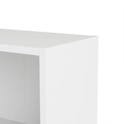 Basic Low Wide Storage Cabinet in White (2 Shelves) with 2 Oak Doors – image 5