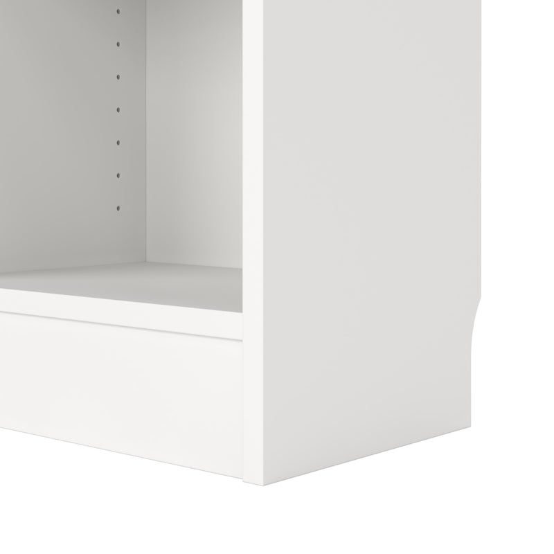 Basic Low Wide Storage Cabinet in White (2 Shelves) with 2 Oak Doors – image 8