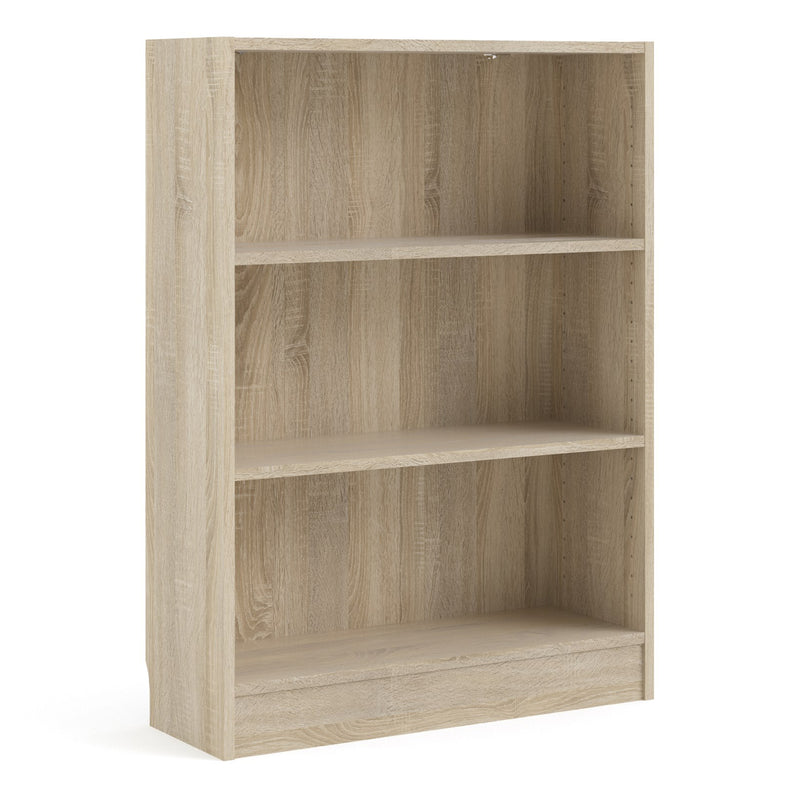 Basic Low Wide Bookcase (2 Shelves) – Oak – image 1